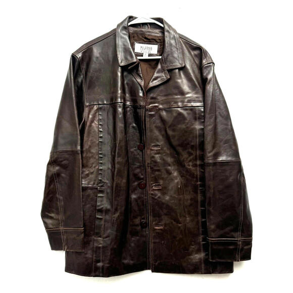 VTG M. Julian Wilsons Leather Large Heavy Thick Brown Coat Barn Chore Jacket